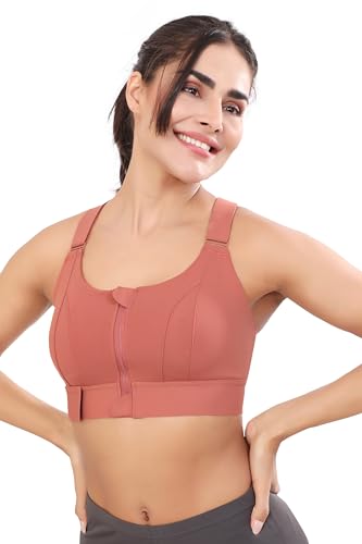 Image of Bella Voste Women Polyester Spandex High Impact Front Zip Sports Bra Fitness Criss Cross Back Crop Tops Tank Gym Yoga Workout, Size: M-5XL