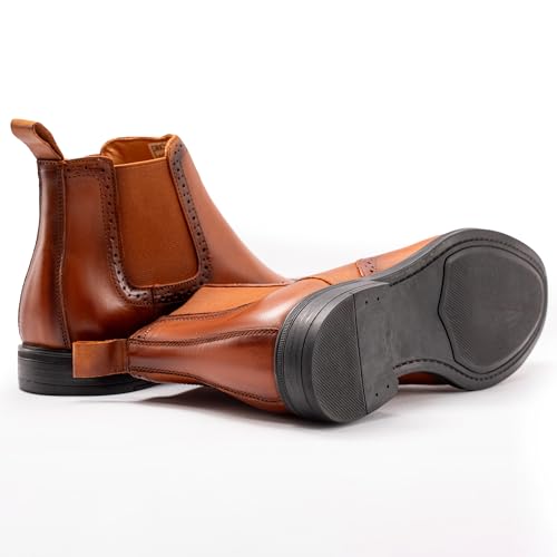ArcBrothers Mens Chelsea Dress Boots Slip-on Formal Casual Ankle Boots Brogue Style Yellow Brown by ArcBrothers - Used condition - Image 7