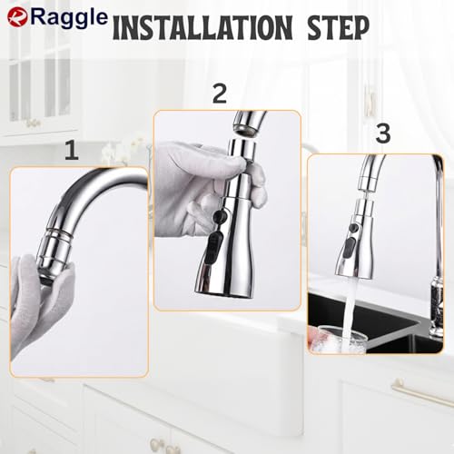 Image of RAGGLE Flexible Tap Extender for Kitchen Sink - 360 Rotating Faucet Attachment, 3-Mode Water-Saving Kitchen Tap Aerator Shower