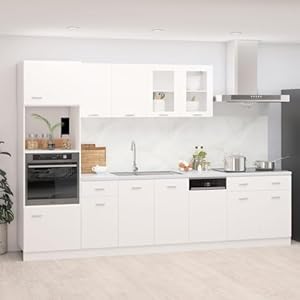 CIADAZ 7-delige keukenmeubelset, keukengootsteen, keukenmeubel, modulaire keukenmeubels, complete keuken, witte spaanplaat