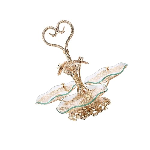 Ciieeo 1Pc European Style Fruit Tray Snacks Plate Elegant Dessert Stand for Parties Sturdy Design for Weddings Home Decoration Golden Finish