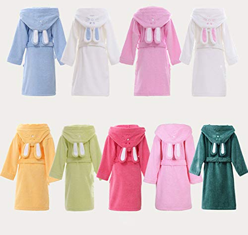 Boys Girls Cotton Terry Robe Adult Bathrobe Long Sleeve Hoodie Rabbit Pajamas(Light Pink,Tag 6A:5-6 Years) #TOP2
