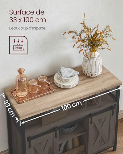 Meuble rangement 100 cm portes coulissantes VASAGLE
