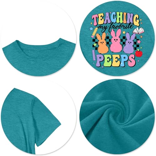 Image of LAZYCHILD Women Easter Teacher Shirts: Funny Treat All with Kindness T-Shirt Bunny Rabbit Tee Tops