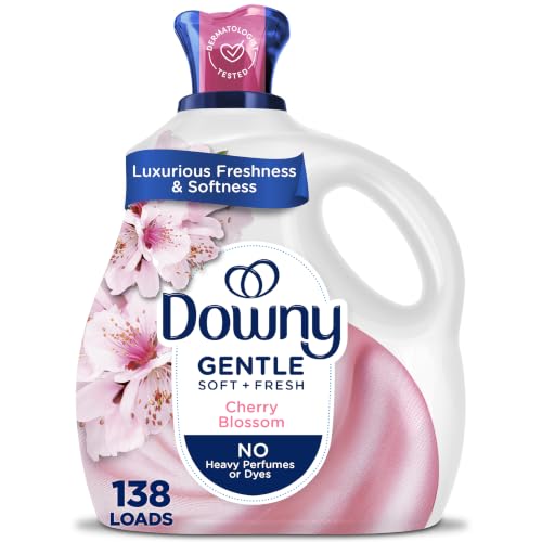 Downy Gentle Soft + Fresh Fabric Softener Liquid, Liquid Fabric Softener Designed to be Gentle on Skin, Cherry Blossom Scent, 93 fl oz, 138 loads