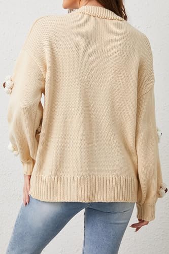 Cakulo Womens 2024 Cardigan Sweaters Fall Oversized Chunky 3D Flower Open Front Knit Cardigans Trendy4