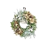 ［ 2024年 mamawreath B ］クリスマス フラワーリース お花 玄関ドア プレゼント ギフト リース グリーン ゴールド 玄関用 プレゼント 永遠の意味 Mサイズ:25cm(直径)×7cm(厚み) (ゴールドアップルグリーン(WWR-006-M))