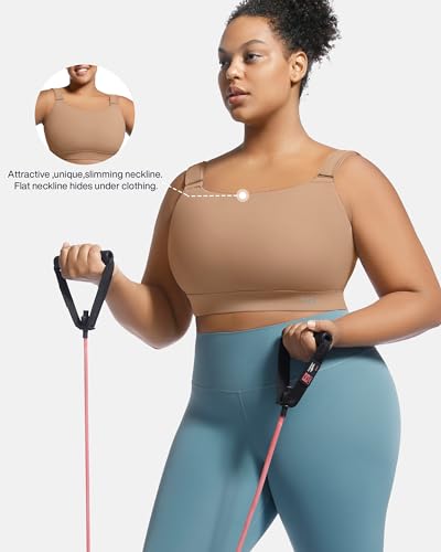 Image of Women's Sports Bra Wirefree Adjustable Medium-High Support Everyday Wear for Large Bust Plus Size with Removable Pads
