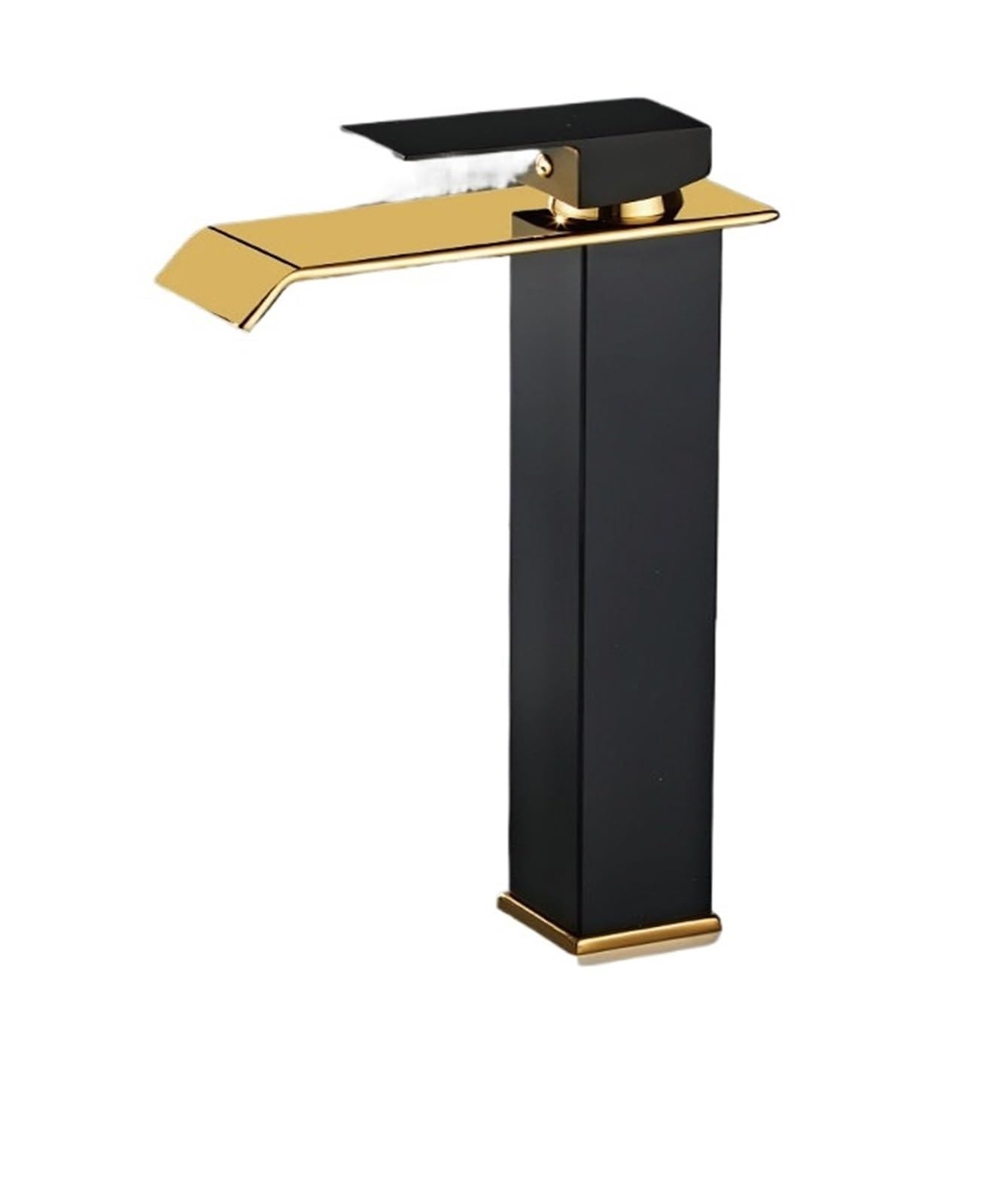 CZYWKDDPP Kitchen Tap, Waterfall Basin Faucet, Gold and Black Brass Bathroom Faucet Deck Mounted Washbasin Taps(Black Tall)