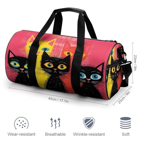 Travel Duffle Bag Five Peach Cats Weekender Bags for Women Large Capacity Travel Overnight Bags Foldable Carry On Tote Bags Lightweight Sport Gym Bag For Travel/Gift, 17.7in/9in/9in, white2