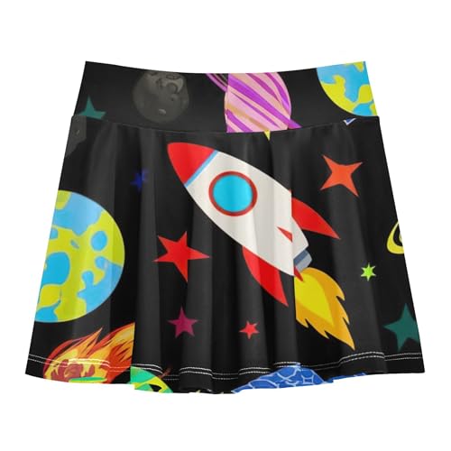 Clothes Athletic Shorts for Girls Skorts Skirts with Shorts Cheer Skirt Cute Cartoon Rockets Black 4t2