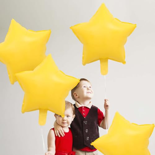 Image of ZHENGYE 18 Inch Yellow Star-Shaped Balloon Aluminum Foil Balloons Wedding Birthday Party Decoration(20 Pcs)