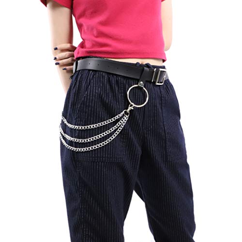 MILAKOO Women Faux Leather Harness Garter Belt Waist Belt with Punk Metal Chain4