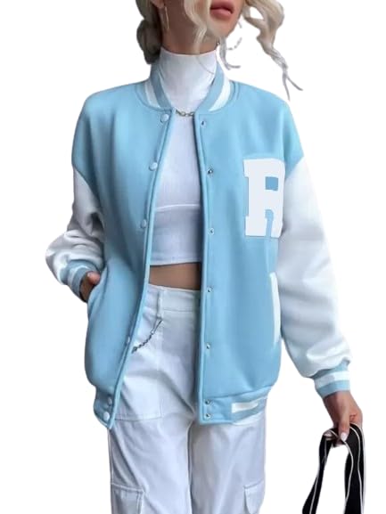Image of PAKLON Stylish Long Sleeve Letterman Varsity Jacket for Women