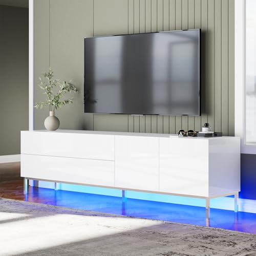 LUXOAK Hochglanz TV Lowboard mit LED