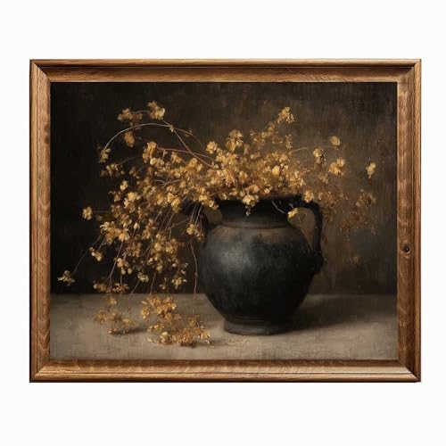 Rustic Dark Floral Autumn Wall Art – Moody Vintage Botanical