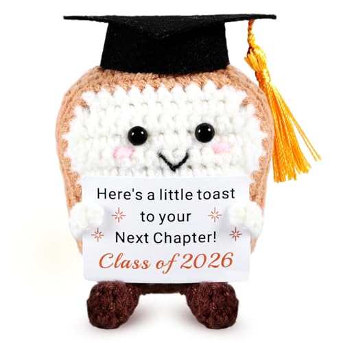 Delujouberst 2026 Graduation Gifts for Her– Graduation Crochet Toast Plush for Teens, Class of 2026 Grad Gift for Police Academy, High School, College, University, Master Degree, Nurses, PhD.