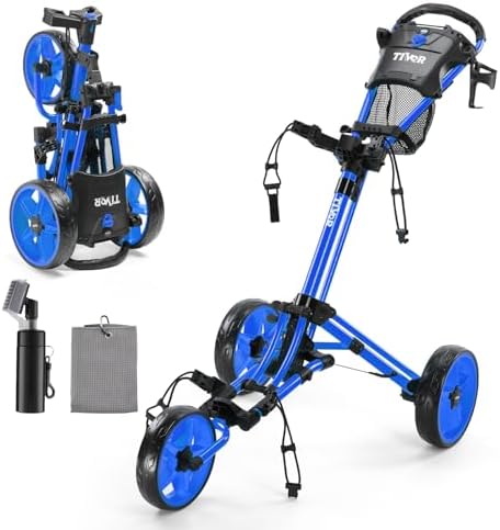 Tivor Lightweight Golf Push cart 3 Wheel,Foldable Golf Trolley fo...
