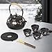 Dyna-Living Cast Iron Teapot 1200ml/40.6oz Japanese Tea Set with 4 Tea Cups Japanese Cast Iron Teapot with Infuser Japanese Tea Kettle Stovetop Gift for Tea Lover