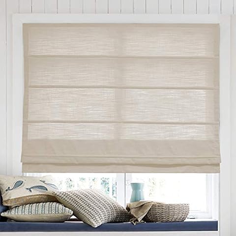 LANTIME Roman Shades Window Blinds, Elegant Made to Order Blackout Sand Beige Fabric Window Roman Shades for Windows, Doors Cover