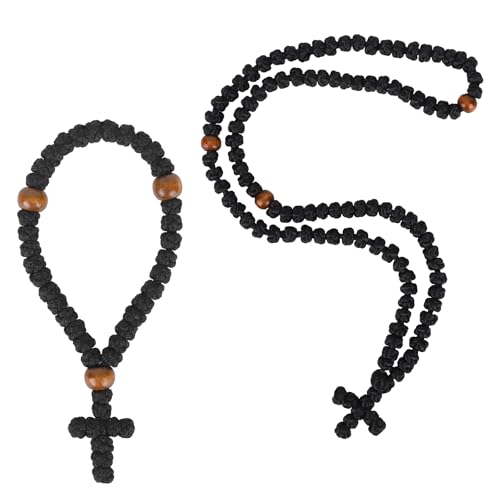 Collier corde de prière orthodoxe chrétienne en fil de polyester et perles grecques traditionnelles