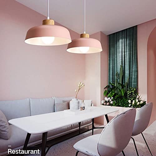 Luces colgantes nórdicas Siet con pantalla metálica y madera para comedor y bar 4