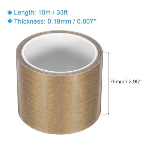 Image of MECCANIXITY 1 Pcs High Temperature Tape 75mm PTFE Coated Fabric Tape Heat Resistant Tape for Vacuum Sealers Adhesive Tape 10m /33ft Brown 0.18mm Thickness