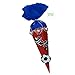 Produktbild Schultüte Bastelset Fußball rot-blau - Zuckertüte - aus 3D Wellpappe, 68cm hoch, mit vorgedruckten Motiven und Netz