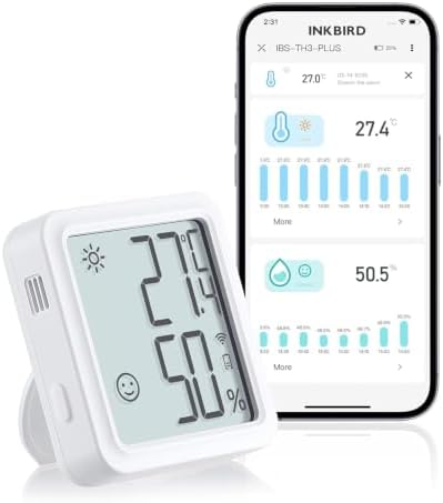 Inkbird Wlan Thermometer Hygrometer, IBS-TH3 Plus Innenraum-Tempe...