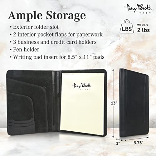 Tony Perotti Personalized Italian Leather Portfolio For Men And Women - 8.5" X 11" Genuine Leather Writing Pad Portfolio - Professional Business Padfolio #TOP1
