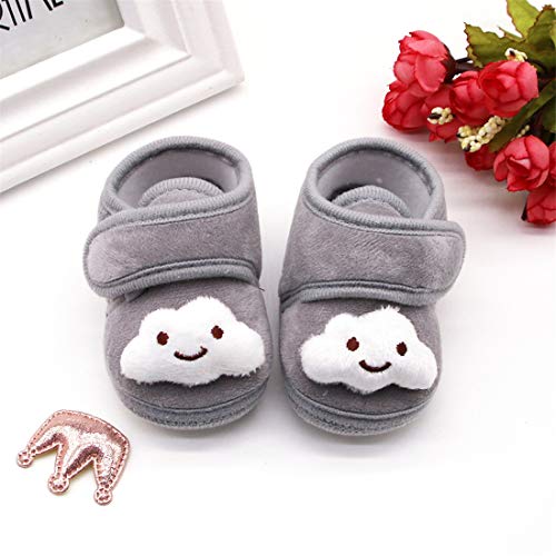 Infant Kids Baby Girls Fake Plush Casual Shoes Winter Cartoon Soft-Sole Comfort Warm Toddler Shoes (Gray, Age:12~18 M) #TOP2