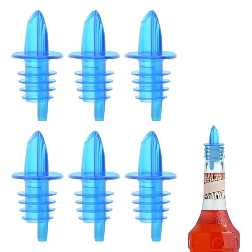 6PCS Plastic Pourers for Liquor, Wine & Oil Bottles(Blue)