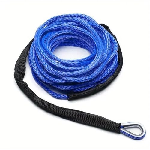 8mm X 26m Synthetic Winch Rope, 13,500 LB 12-Strand Line for ATV UTV Truck Boat Replacement(Blue)