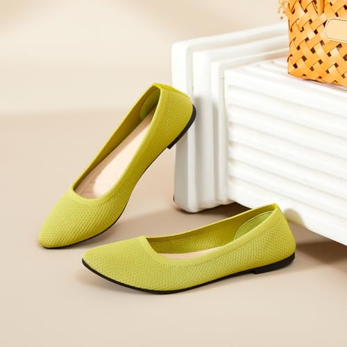 Image of Women's Ballet Flats Shoes Comfortable Mesh Pointed Toe Slip On Dress Shoes | Breathable knit, Memory insole, Lightweight & flexible, Slip-on style, Perfect for daily wear