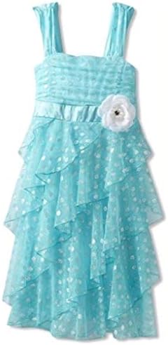 BCX Kids Dress Girls Swirl Glitter Sparkle Dress Flower Girl Blue