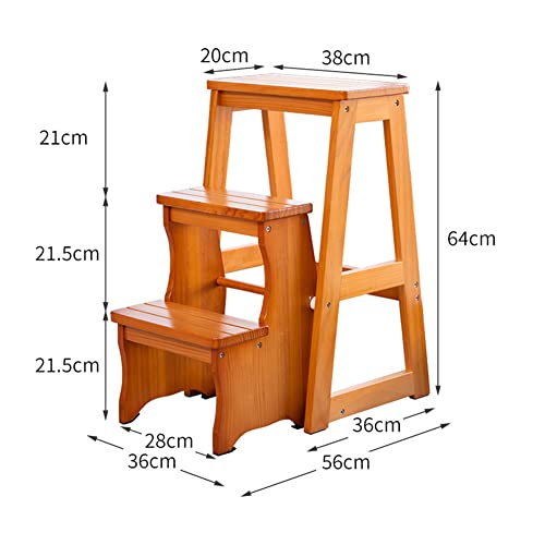 Taburete de Escalera pequeño Madera Maciza Interior y Doble Propósito 3