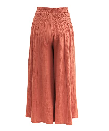 Amazhiyu Women's Cotton Gauze Wide Leg High-Waist Casual Palazzo Summer Pants2