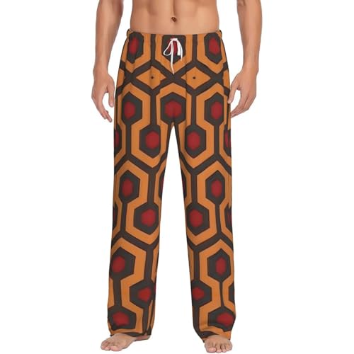 GaJher Pantalon de pyjama pour homme – Imprimé Overlook brillant, chaud, léger et confortable avec poches pour la maison, Blanc, S