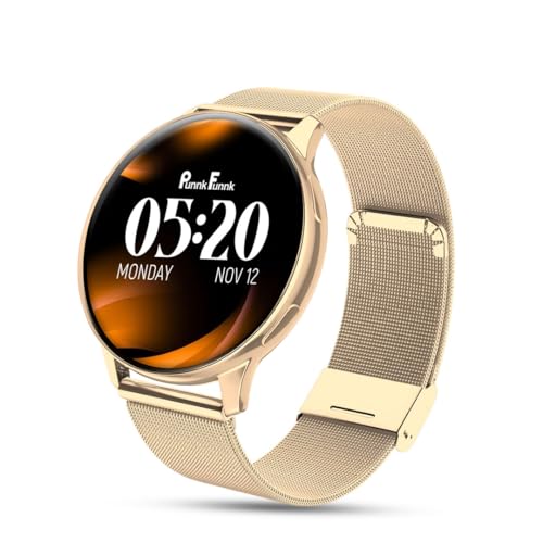 Image of PunnkFunnk Active 2 Smartwatch, 1.39 inch HD Round Display, Bluetooth Calling, Heart Rate & SPO₂, 100+ Sports Modes, IP67, Long Battery Life for Men & Women (Millanese Gold)