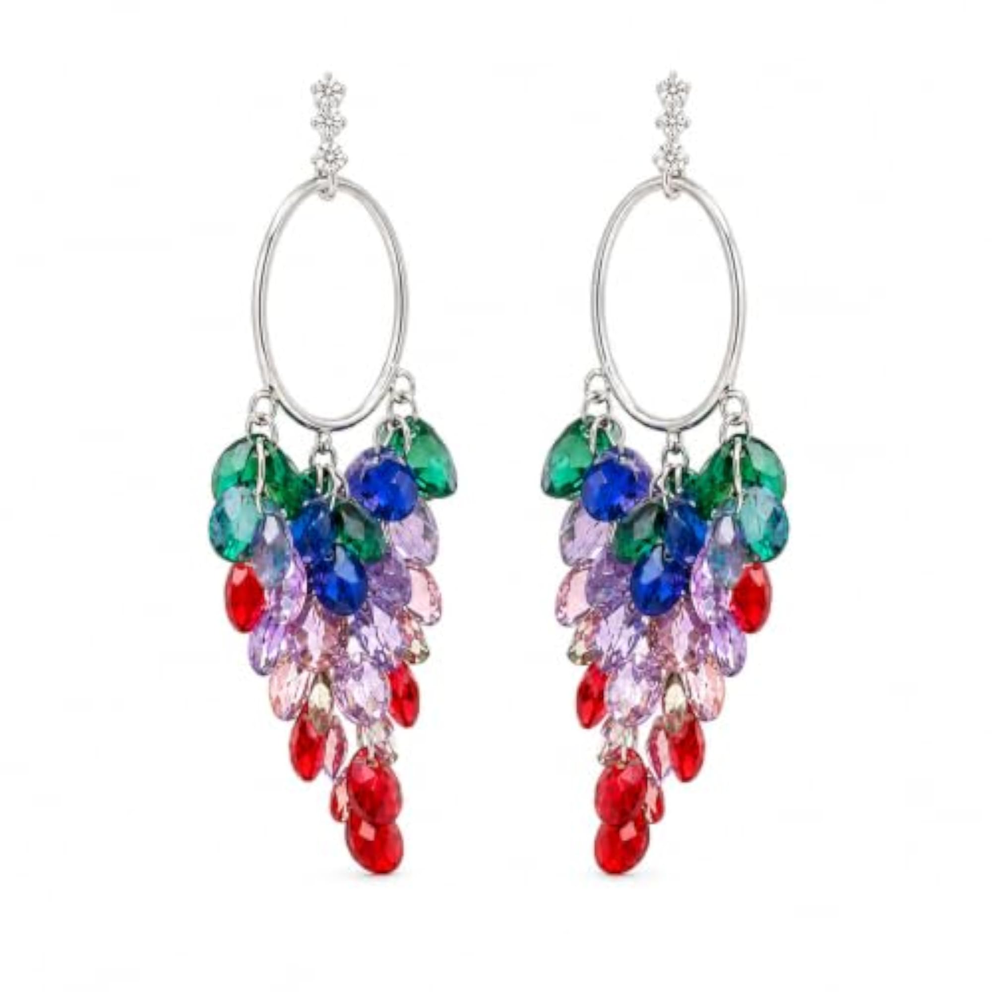 Women's 925 Sterling Silver Crystal Dangler Earrings
