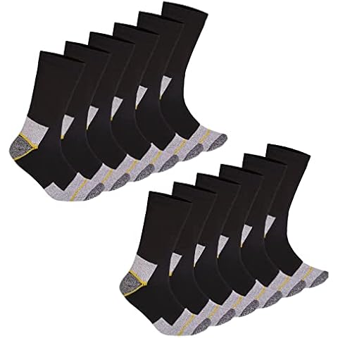 GM Apparel 6 or 12 Pairs Men's Heavy Duty Thick Construction Work Boot Socks - Reinforced Heel and Toe for Extra Protection - Soft and Comfortable - Premium Fabric Blend - Machine Washable Cover