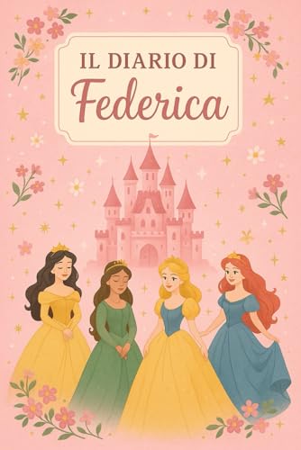 Diario di Federica ? Quaderno 6x9 a Righe | Copertina Rosa a Tema Principessa | 100 Pagine: Taccuino da scrivere con nome person
