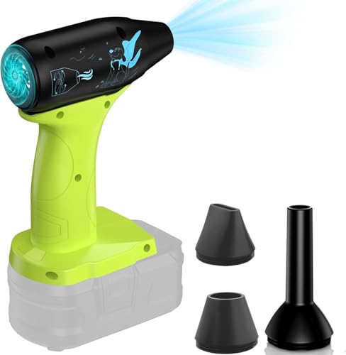 130.000 RPM draadloze bladblazer voor Ryobi 18V accu, 4 snelheden compacte turbojet ventilator voor tuin, gazon, sneeuw, BBQ, toetsenbord (geen accu)