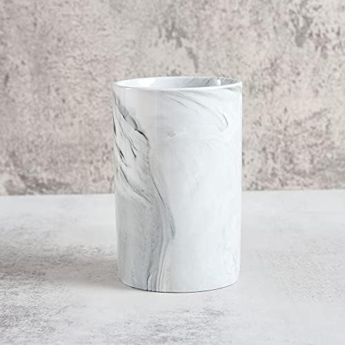 wongwongcat Ceramiczny uchwyt na szczoteczki do zębów 300 ml, wzór marmurowy kubek na szczoteczki do zębów, kubek do picia (szary)