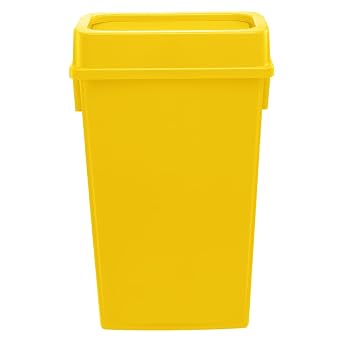 23 Gallon Slim Rectangular Trash Can with Swing Lid, Recycle Bin, Plastic Trash, Garbage Can, Yellow