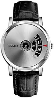 Skmei Fashion Business Simple Casual Black Leather Wristwatch Band Quartz Watch for Men