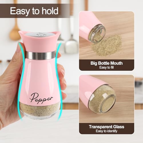 HZPZPP Salz- und Pfefferstreuer Set, Rosa, 4 Stück, Glas – Ansicht 4