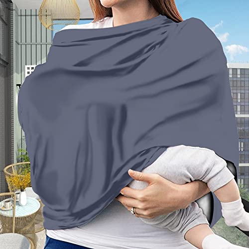 Image of Solid Color Car Seat Nursing Breastfeeding Cover, Multi Use Cover Cozy Carseat Canopy Cover, Infant Babies Stroller Cover,Ultra Soft Stretchy Nurse Gifts Navy Black Breastfeeding Cover