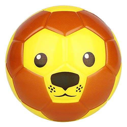 BORPEIN Mini balón de fútbol de 15,24 cm con diseño de Animales, Bola de Espuma Suave para niños, Suave y elástica, tamaño niños jueguen, león
