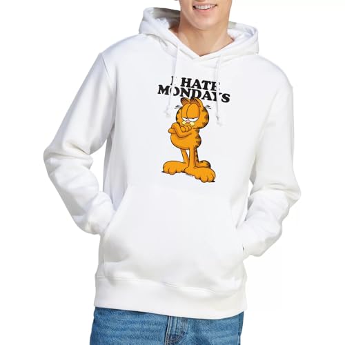 Garfield I Hate Mondays Unisex Hoodie, Sweat à Capuche Mixte Idéal pour le Télétravail et Week-end